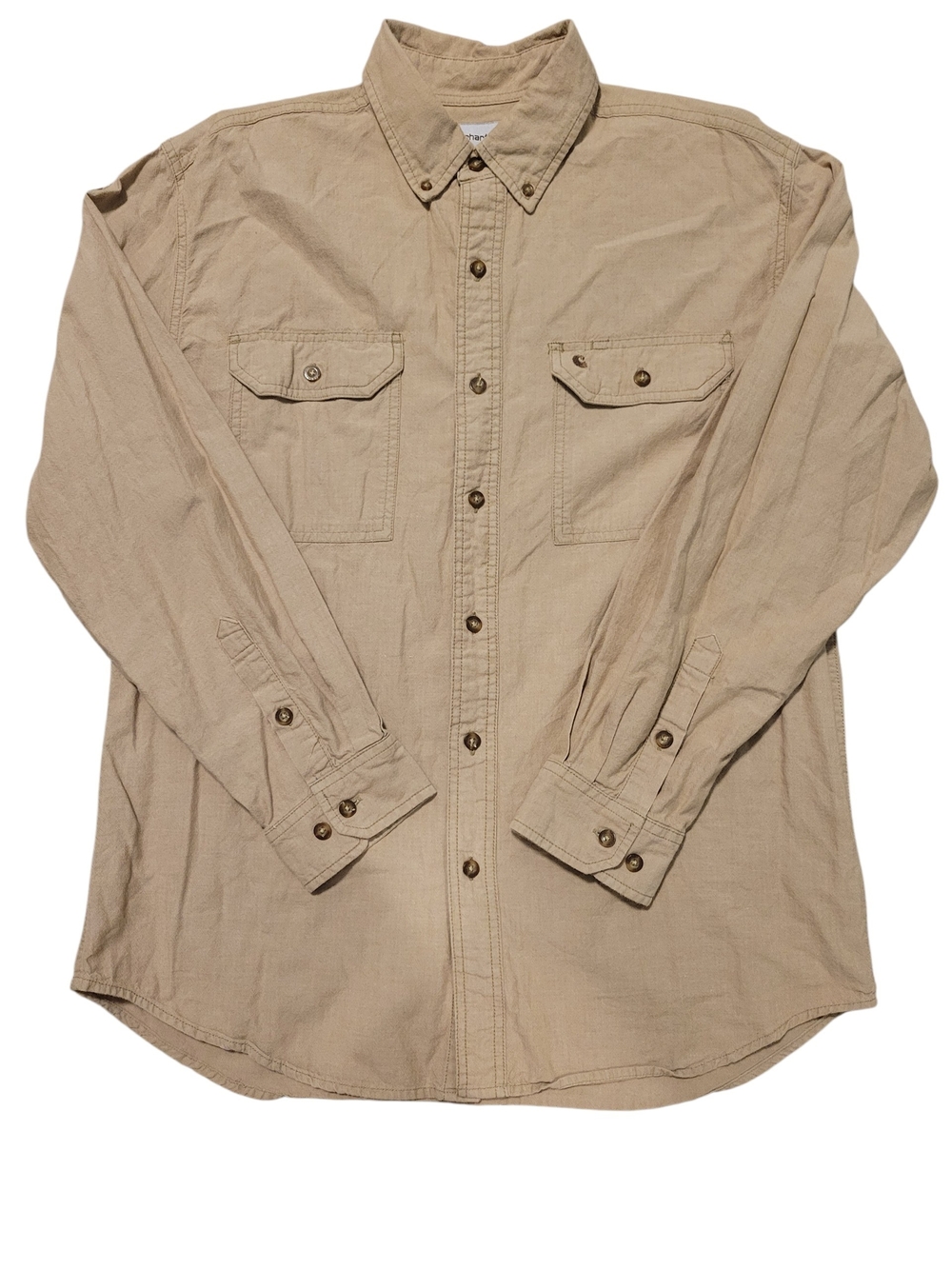 Carhartt S202 Men's Large Button-Down Work Shirt | Dark Khaki | 100% Cotton
